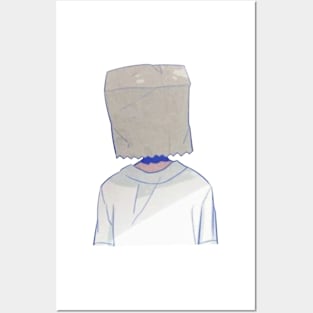 Bag head - BAGMAN- Digital pencil drawing - Colour Posters and Art